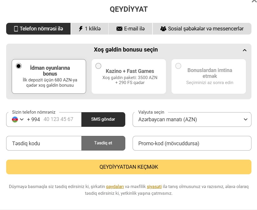 Melbet Casino-da qeydiyyat